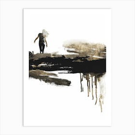 Woman Walking Down A Hill Art Print