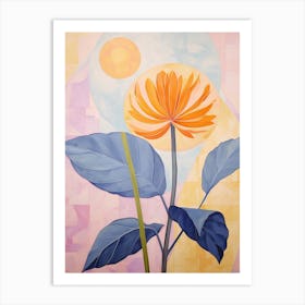 Calendula 4 Hilma Af Klint Inspired Pastel Flower Painting Art Print