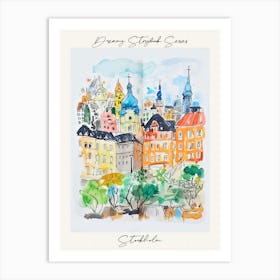 Poster Of Stockholm, Dreamy Storybook Illustration 2 Art Print