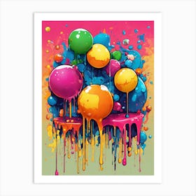 Colorful Paint Drips Art Print