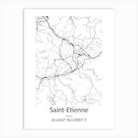 Saint Etienne,France Minimalist Map Art Print