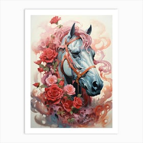 Roses On A Horse 1 Art Print