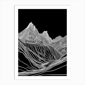 Y Garn Mountain Line Drawing 3 Art Print