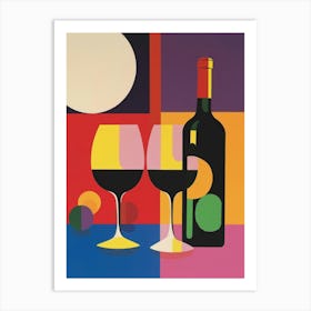 Wine Glass And Bottle Art Print