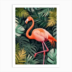 Greater Flamingo Yucatn Peninsula Mexico Tropical Illustration 4 Art Print