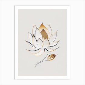 Lotus Flower In Garden Retro Minimal 4 Art Print