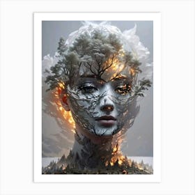 Woman With Trees On Her Face Art Print