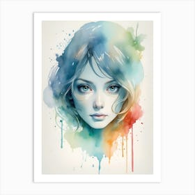 Watercolor Of A Girl 2 Art Print