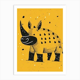 Yellow Rhinoceros 1 Art Print