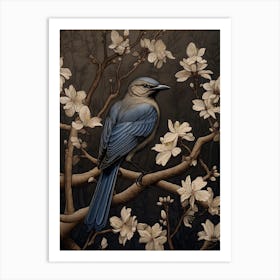 Dark And Moody Botanical Bluebird 3 Art Print