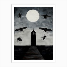 Flies At Night Art Print