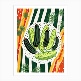 Cucumbers Summer Illustration 2 Art Print