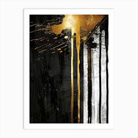 Gold And Black Abstract Painting 128 Art Print