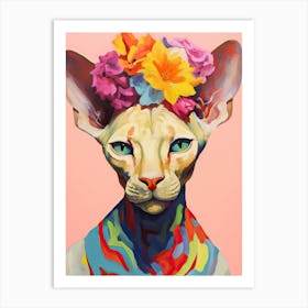 Sphynx Cat With A Flower Crown Painting Matisse Style 2 Art Print