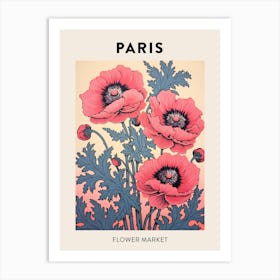 Paris France Botanical Flower Market Poster Art Print