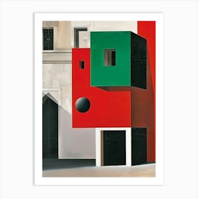 Red And Green Building Art Print