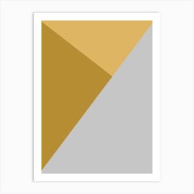 Mustard Yellow And Grey Colour Block Geometric Art Print