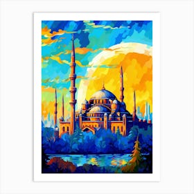 Blue Mosque Sultan Ahmed Mosque Pixel Art 11 Art Print