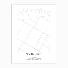 North Perth,Canada Minimalist Map Art Print