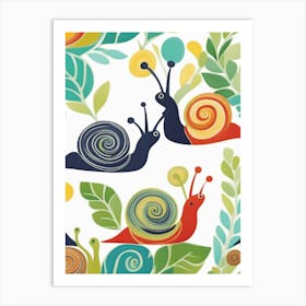 Snails And Leaves 1 Art Print