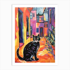 Painting Of A Cat In Valletta Malta Art Print