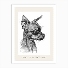 Miniature Pinscher Dog Line Sketch 4 Poster Art Print