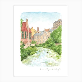 Dean Village, Edinburgh, Water of Leith Art Print