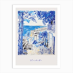 Marbella Spain 2 Mediterranean Blue Drawing Poster Art Print