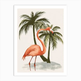 Andean Flamingo And Coconut Trees Minimalist Illustration 3 Art Print