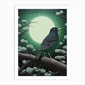 Ohara Koson Inspired Bird Painting Blackbird 4 Art Print