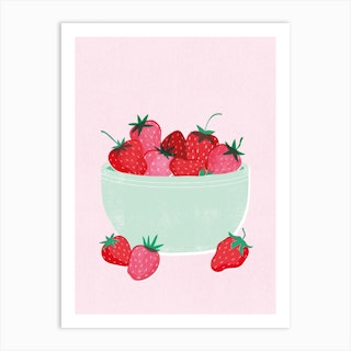 Strawberry Bowl Art Print