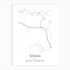 Solcava,Slovenia Minimalist Map Art Print