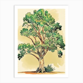 Acacia Tree Storybook Illustration 2 Art Print