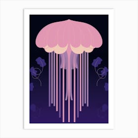 Mauve Stinger Jellyfish Cartoon 2 Art Print