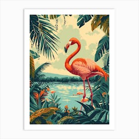 Greater Flamingo Las Coloradas Mexico Tropical Illustration 4 Art Print