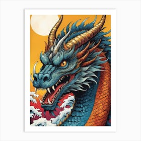Japanese Dragon Pop Art Style (35) Art Print