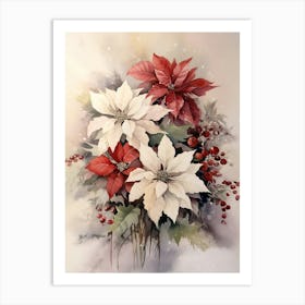 Christmas Watercolour Flowers Art Print