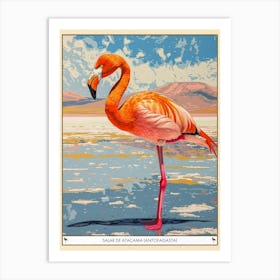 Greater Flamingo Salar De Atacama Antofagasta Tropical Illustration 3 Poster Art Print
