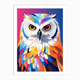 Colourful Geometric Bird Snowy Owl 2 Art Print