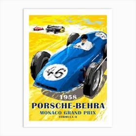 1958 Porsche-Behra. Monaco Grand Prix Formula II Art Print