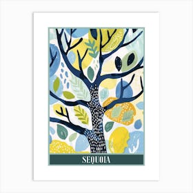 Sequoia Tree Flat Illustration 6 Poster Art Print