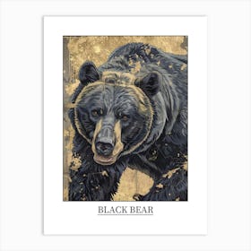 Black Bear Precisionist Illustration 4 Poster Art Print