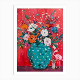 Flamingo In A Vase Art Print