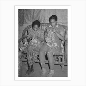 Two Daughters Of Pomp Hall, Tenant Farmer, Making Patchwork Cushions For Chairs, Creek County, Oklahoma Art Print