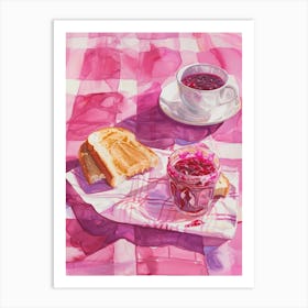 Pink Breakfast Food Peanut Butter And Jelly 3 Art Print