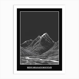 Beinn Mhanach Mountain Line Drawing 2 Poster Art Print