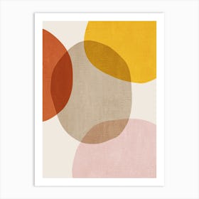 Abstract Circles Blush Yellow Burnt Orange Art Print