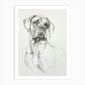 Mastiff Dog Charcoal Line Art Print