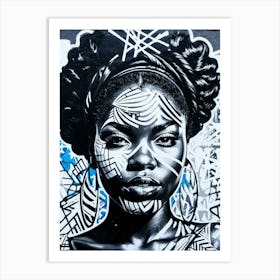 Graffiti Mural Of Beautiful Black Woman 50 Art Print