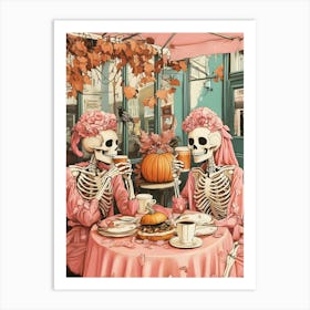 Skeletons At The Cafe Art Print